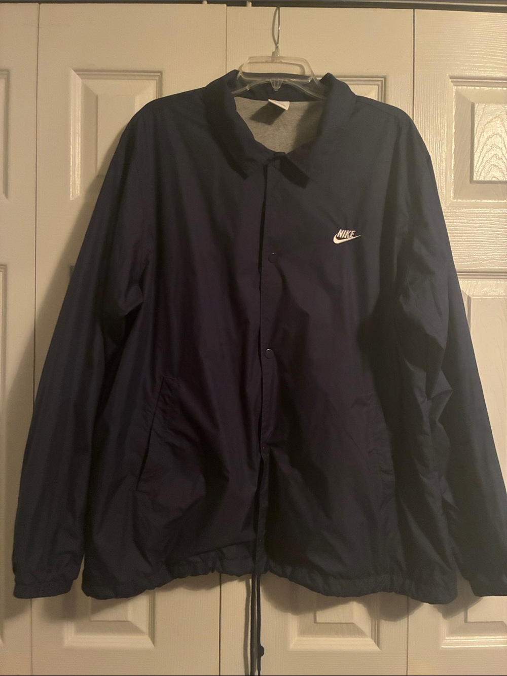 Nike Navy Windbreaker Coach Jacket with White Logo